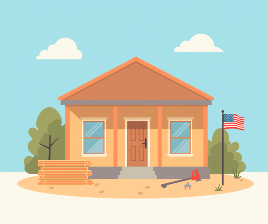 Baton Rouge VA one-time close construction loan illustration of a new single-family home for veterans