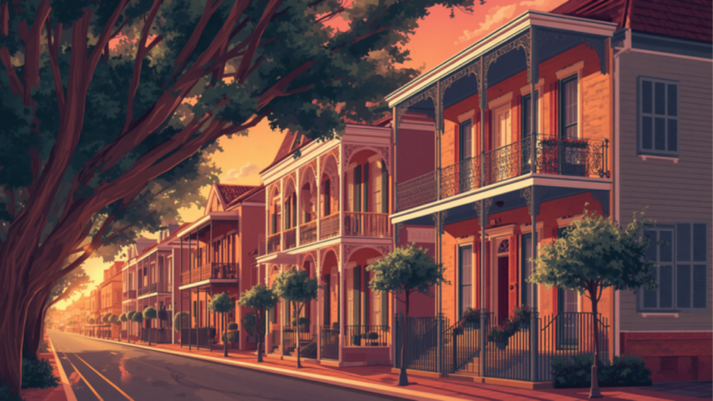 New Orleans LA DSCR loans illustration of shotgun houses and rental properties for real estate investors
