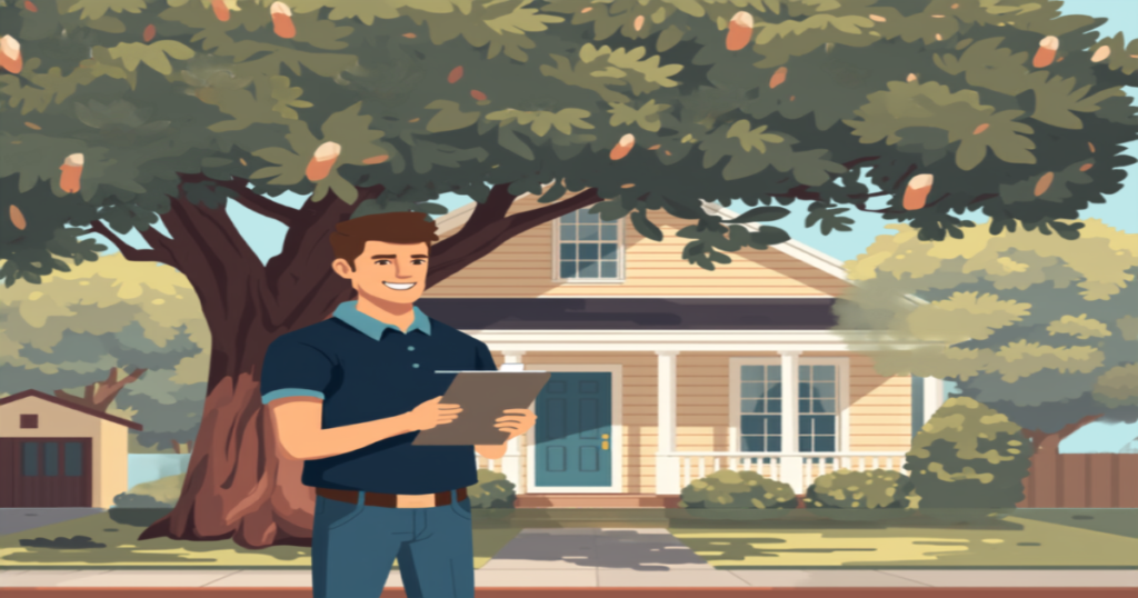 New Orleans USDA appraisal illustration of a home appraiser with a clipboard outside a suburban house