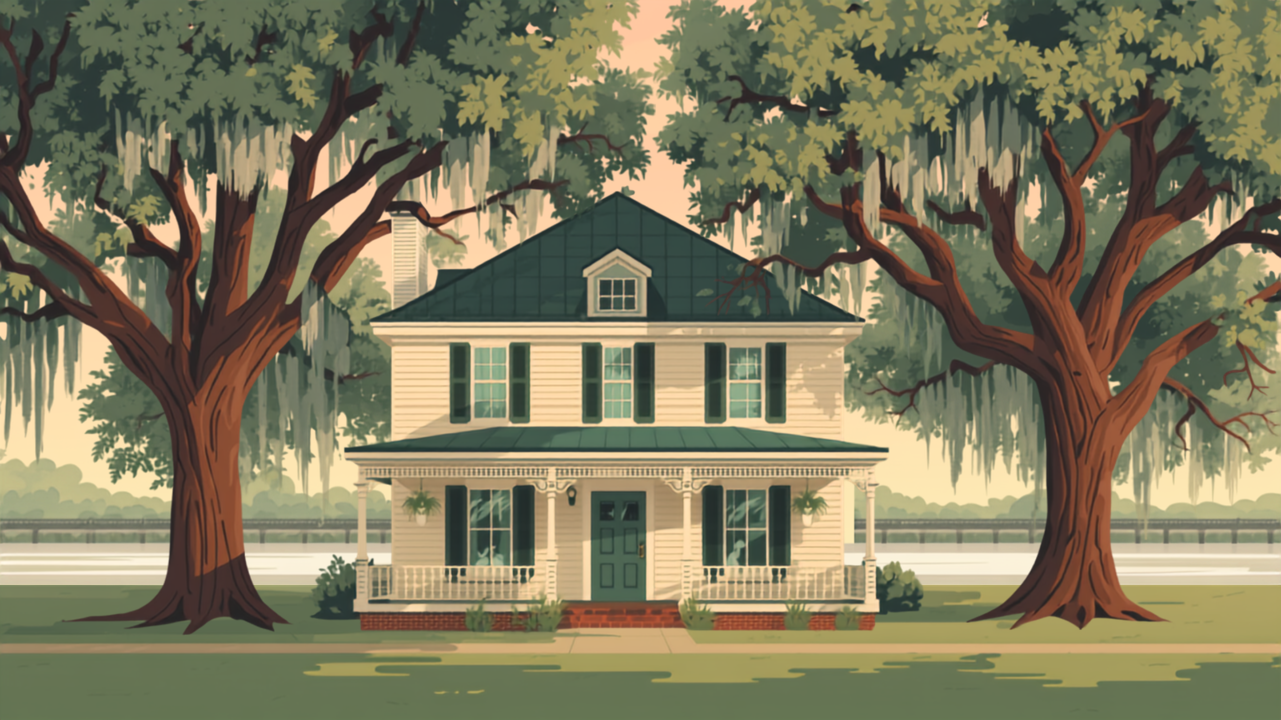 Baton Rouge LA DSCR loans illustration of a rental duplex near the Mississippi River levee