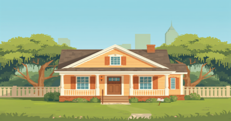 Baton Rouge VA closing costs illustration of a craftsman style home with oak trees and Spanish moss
