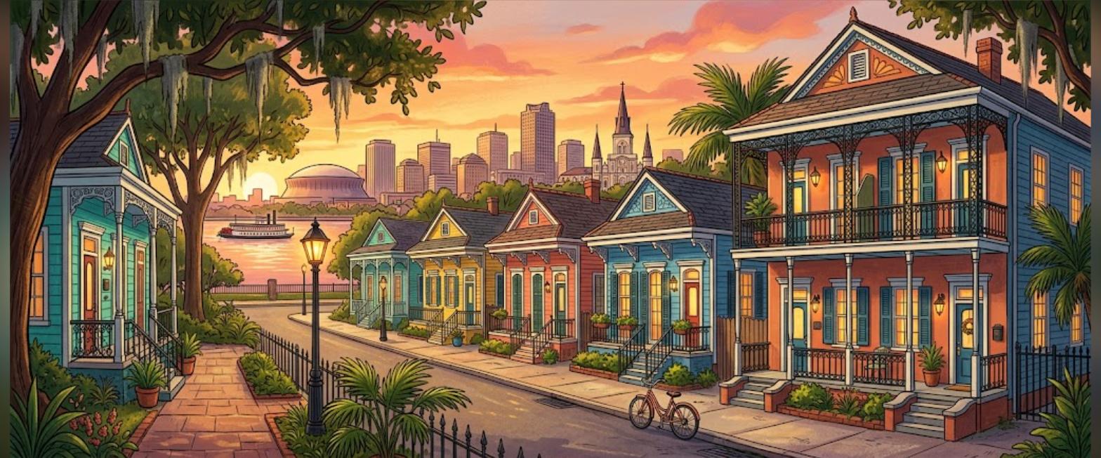 New Orleans DSCR loans illustration of rental shotgun houses for real estate investors