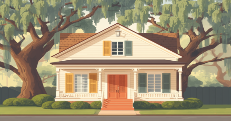 New Orleans FHA appraisal illustration of a historic New Orleans cottage under oak trees