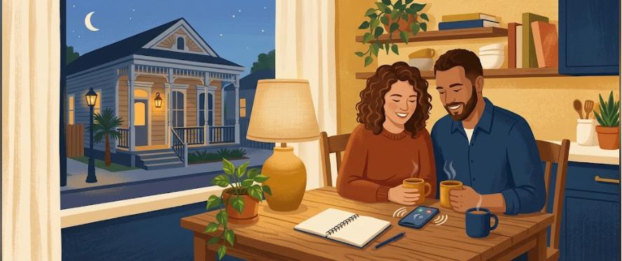 First-time homebuyer prequalification call at a kitchen table late at night