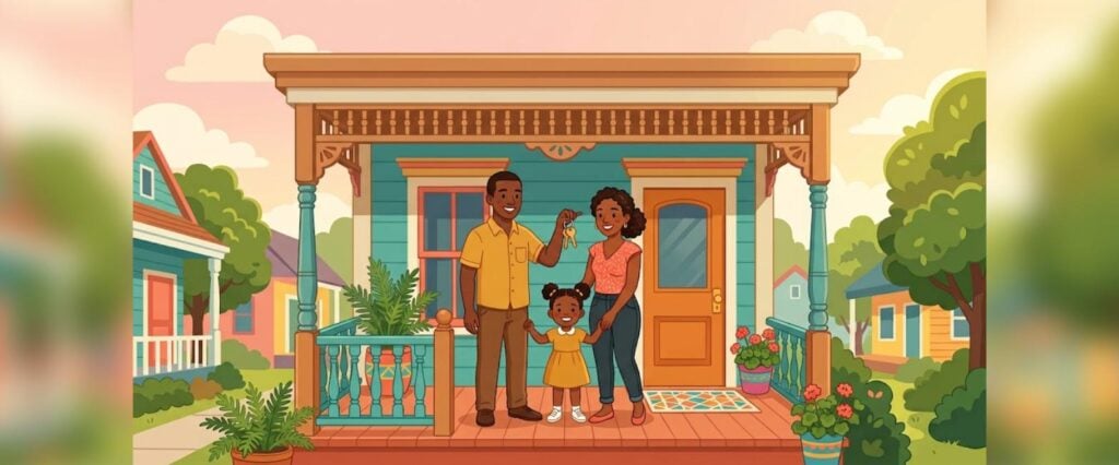 Family receiving keys to their first home with Louisiana first-time homebuyer assistance