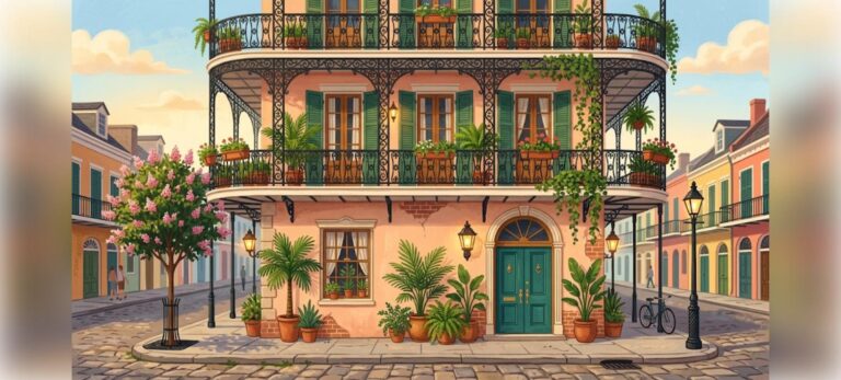 New Orleans FHA condo loans illustration of a French Quarter balcony condo building