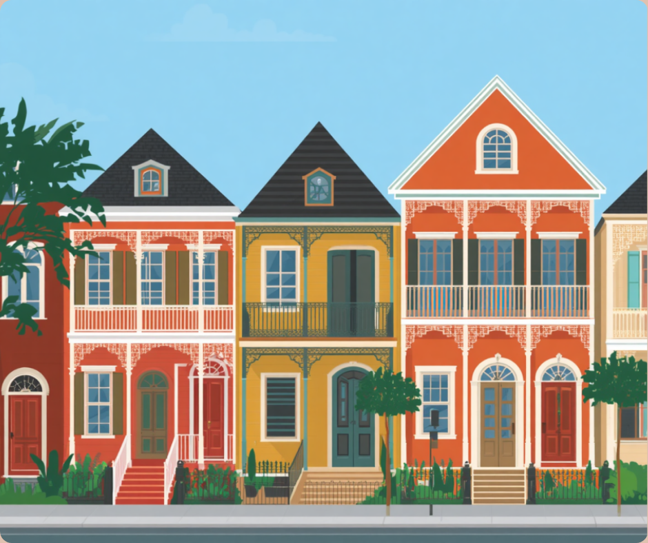 New Orleans LA DSCR loans illustration of shotgun houses and rental property