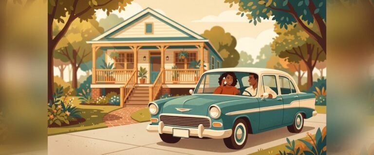 Open house mortgage prequalification, couple calling the Max Mortgage hotline from the driveway