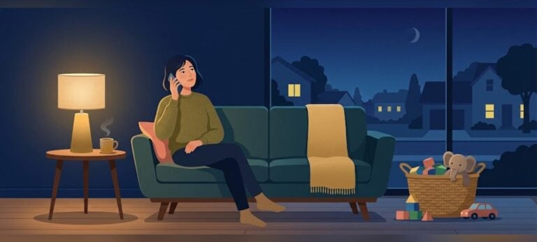 Mortgage prequalification for busy parents, a parent on a late night phone call in a quiet living room