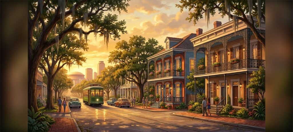 New Orleans DSCR duplex loans: Creole duplex and fourplex rentals on a tree-lined street